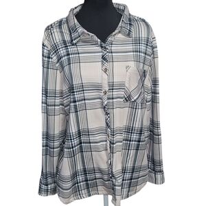 rue+ heavy plaid button-up fleece flannel Size 3X